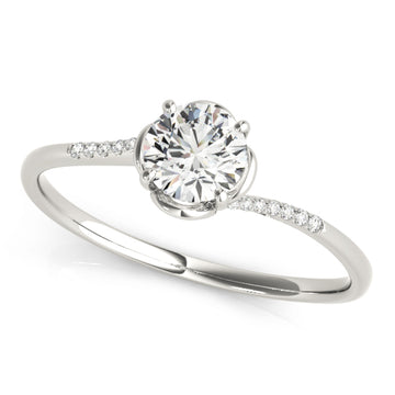 Silver Single Row Engagement Ring Prong Set